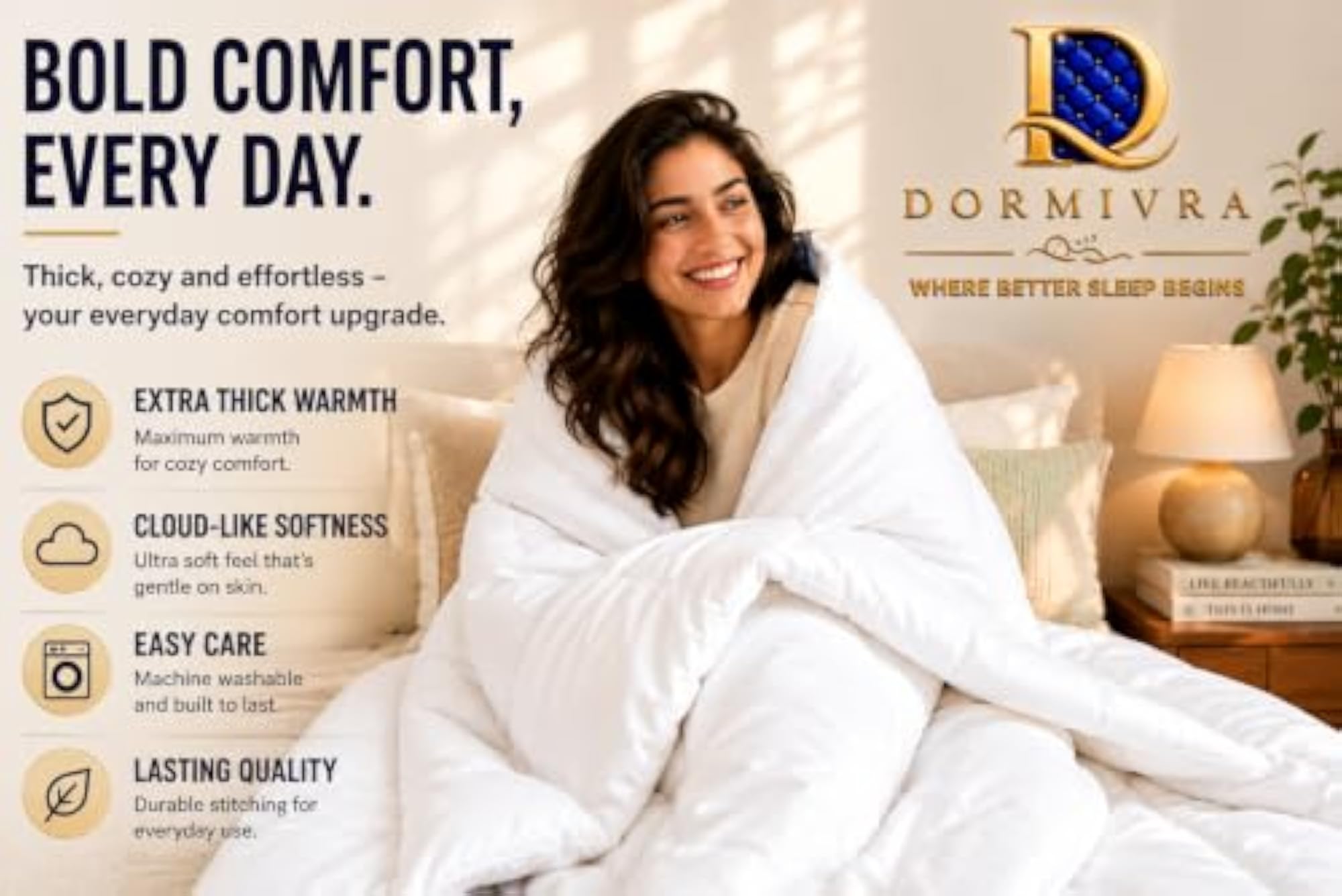 500 GSM Premium Microfiber Comforter, White